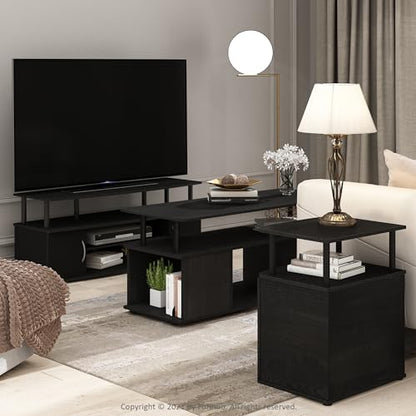 Furinno JAYA End Side Sofa Table/Nightstand with Door, 2-Pack, PVC Tubes, Black Wood - color: Black, size: 2-Pack