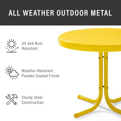 Crosley Furniture Griffith Weather Resistant Retro Metal Outdoor Side Table for Patio, Deck, Porch, Yellow - color: Yellow