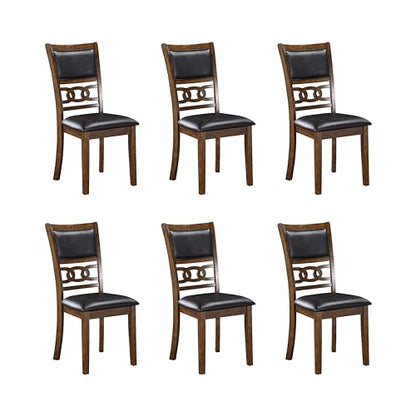 New Classic Furniture Gia Dining Chair (Set of Six), Black PU Upholstered Seat & Back Rest, Brown - color: Brown, size: Set of 6, style: Dining Chair