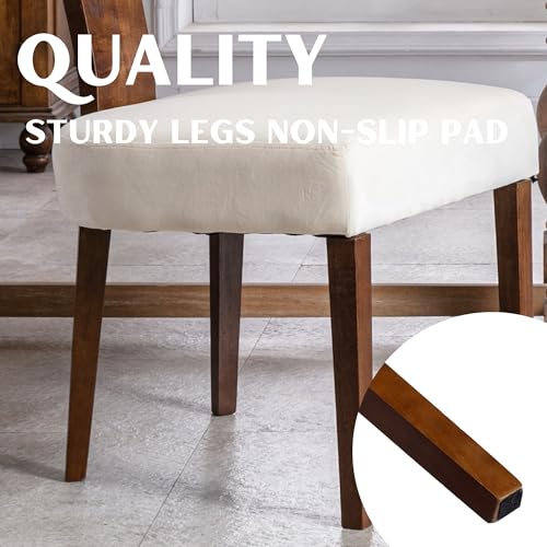 RIVOVA Set of 4 Modern Dining Chairs, Farmhouse Velvet Upholstered Dining Room Chairs Kitchen Chairs Side Armless Chairs with Curved Backrest Wood Legs, Cream - color: Cream Curved