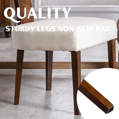 RIVOVA Set of 4 Modern Dining Chairs, Farmhouse Velvet Upholstered Dining Room Chairs Kitchen Chairs Side Armless Chairs with Curved Backrest Wood Legs, Cream - color: Cream Curved