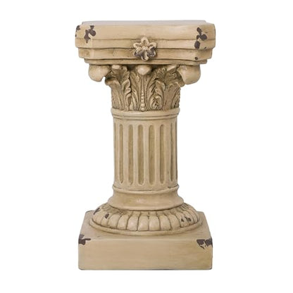 Christopher Knight Home 16.73" H Corinthian Pedestal Plant Stand, Decorative MGO Composite Side Table for Indoor Outdoor Entryway Garden Living Room Patio, Antique Yellow