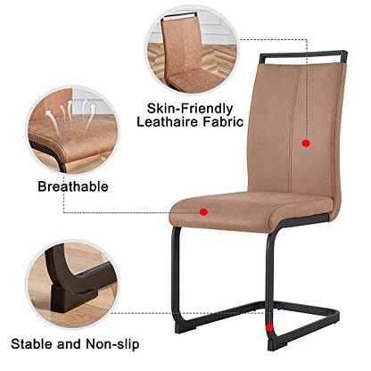 Baysitone Modern Dining Chairs Set of 2, Side & Kitchen Chairs with Faux Leather Padded Seat, High Back, for Dining, Kitchen, Living Room - Brown - color: Brown, size: Set of 2