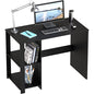 SHW 38-Inch Home Office Computer Desk with Shelves, Black - color: Black