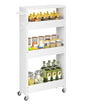 XYZLVSI Slim Storage Cart, Narrow Kitchen Rolling Cart for Small Spaces | 5.9" W skinny storage cart, 12.4" bottom metal utility cart with 360° swivel wheels for bathroom/laundry, slim shelf, white - size: 5.9IN-White