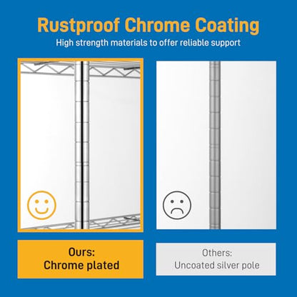 3-Tier Shelf, Adjustable Wire Metal Rack Shelving, Heavy Duty Standing Storage Shelves, Garage, Kitchen, Office, Bathroom, Shelfs Easy Assembly, 18" W x 8" D x 18" H, Chrome - color: Chrome, size: 3-tier 17.72"W x 7.87"D x 17.72"H