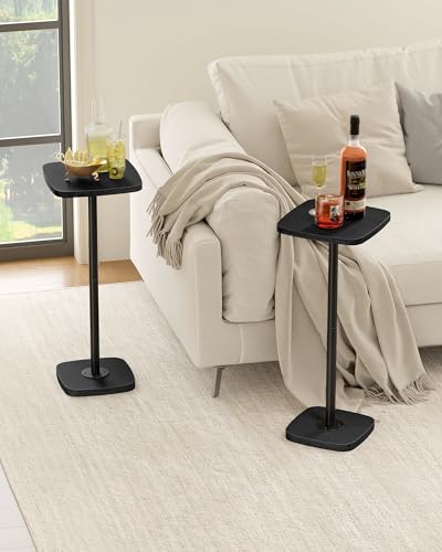 Small Side Table, Drink Table for Small Spaces, Square Martini Table with Pedestal, for Living Room, Bedroom, Black TBZ24BB - color: Black