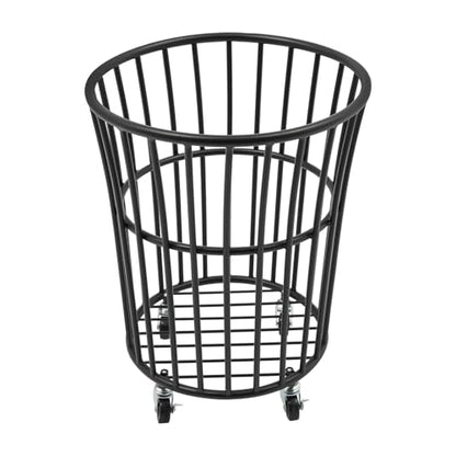Wire Metal Rolling Laundry Basket On Wheel,Wire Laundry Basket Storage Cart | for Bathroom Bedroom Dirty Clothes Storage, 11.8in Base Diameter, 14.2(D)×15.7in(H) - size: D