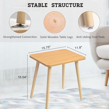 FORAOFUR Side Table, Modern Small End Table, Wood Nightstand for Living Room, Bedroom and Balcony, Rectangular Accent Table Home Decor, Easy Assembly, Natural | Natural wood, modern rectangular, fits living/bedroom/balcony, compact, versatile, sturdy nigh