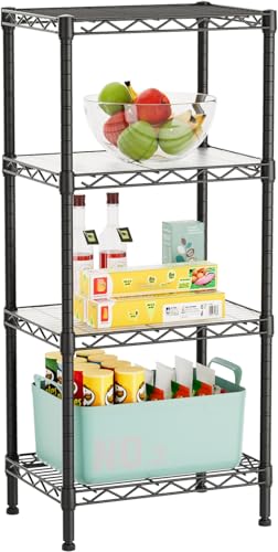 Golpart 4Tier Adjustable Storage Shelves Metal Wire Shelving Standing Shelf | Utility Heavy Duty Unit Rack Closet Organize for Home Kitchen Laundry Room Organization Pantry 11.6"Dx17.6"Wx44"H Black - color: Black, size: 4-tier-11.6"Dx17.6"Wx44.2"H