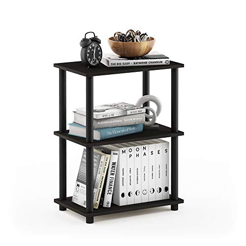 Furinno TURN-N-TUBE Storage Shelves, 3-Tier Book Shelf, Corner Shelf, Toolless Open Shelves, for Organization and Storage, Living Room, Garage, Home Office, Espresso - color: Espresso/Black, size: 3-Tier Narrow