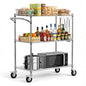 VEVOR Kitchen Utility Cart, 3 Tier Heavy Duty Adjustable Wire Storage Rack, Commercial Steel Rolling Service Trolley on Wheels, Work Table with Handle Bar, for Garage and Laundry Room, 35x17.8x40.9 in - size: 18"D x 35"W x 40.9"H Upgraded
