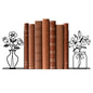 Metal Bookends Flower Vase Book Ends for Shelves | Flower Bookends Decorative Unique Desk Bookend Black Book Stopper for Home Reading Bookshelf Decor Book Lovers Gift - style: Flower Vase