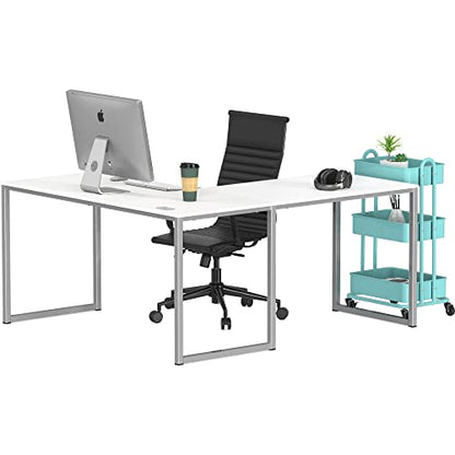 SHW Mission 55 x 60 Inches L-Shape Home Office Computer Desk, White - color: White, size: 55-Inch L-Shaped