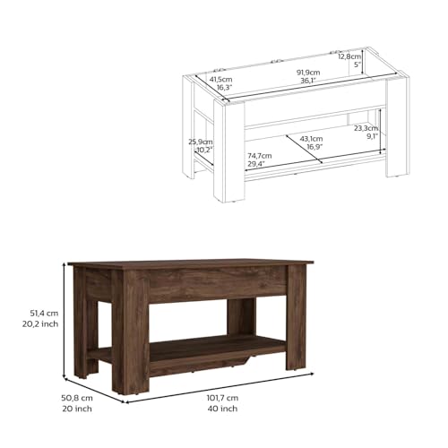 Dark Brown Storage Table with Four Legs and Lower Shelf - Doorway & Living Room Furniture