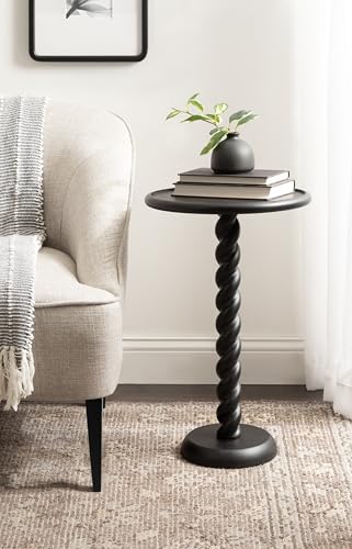 Kate and Laurel Willoughby Modern Wooden Spiraled Round Side Table, 15 x 15 x 24, Black, Accent Pedestal End Table with Turned Base for Use as Indoor Plant Stand or Bedroom Nightstand Option - color: Black
