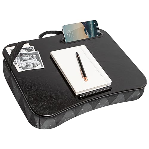 LAPGEAR Designer Lap Desk – Gray Argyle, 2-Pack with Storage Basket - color: Gray Argyle, size: 2-Pack + Basket