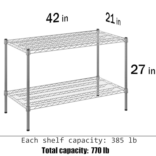 21" Deep x 42" Wide x 27" Height Wire Shelving Kit | 2-Tier | NSF Commercial Storage Rack Unit - size: 21" Deep x 42" Wide
