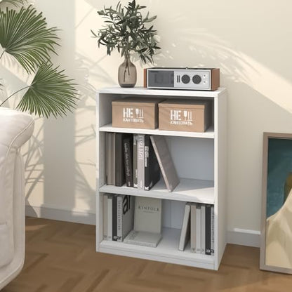 3-Tier Bookcase, 71 Inches, Wooden Open Display Floor Bookshelf with Adjustable Shelves (White) - color: White, size: 3-Tier Bookcase