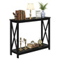JupiterForce 39.4'' Entryway Table Console Table, 2-Tier Narrow Sofa Side Table with Storage Shelves for Entryway, Living Room, Hallway, Office, Foyer, Space Saving (Black) - color: Black