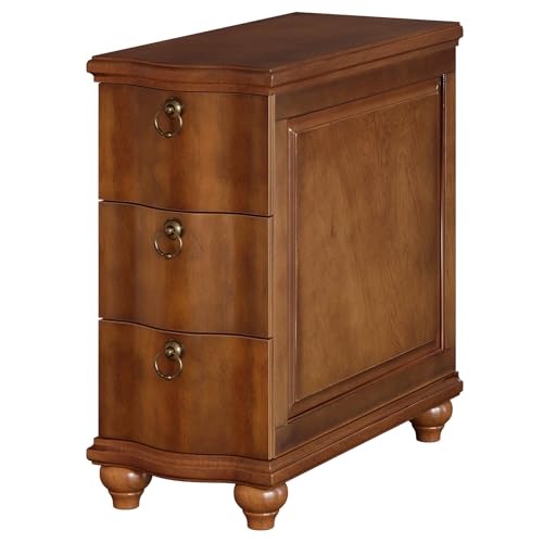 Tribesigns Wood End Table Set of 2, Fully Assembled Nightstand with Drawers | Narrow Tall Slim Side Table for Bedside, Small Spaces, Living Room, Bedroom, Walnut Brown, No Assembly Required - color: Walnut Brown