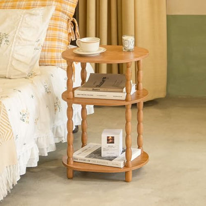 MaxSmeo End Table, Small Side Table for Small Spaces, Modern Oval Night Stand Accent Table for Living Room, Bedroom, Brown - color: Brown