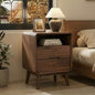 Walnut Nightstand Solid Wood Night Stand, Dark Wood Nightstands with 2 Drawers & Open Shelf, Mid Century Modern Nightstand, Wooden Bedside Table for Bedroom(Dark Black Walnut,23.23" H) - color: Dark Walnut, style: 2 Drawer & Open Storage-1