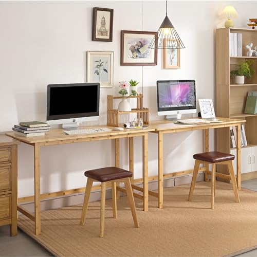 Nnewvante 47 Inch Computer Desk, Bamboo Writing Desk, Modern Simple Work Desk for Home Office, Gaming Desk Study Table - size: 47''-Bamboo