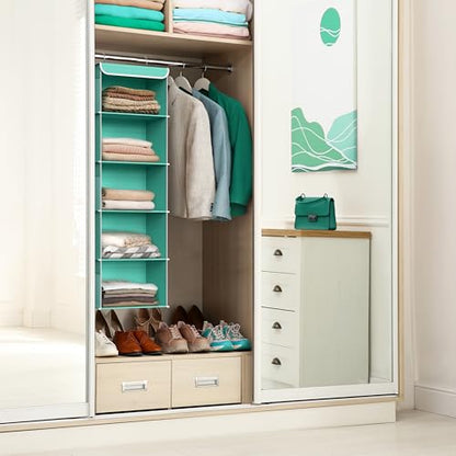 Simple Houseware 5 Shelf Hanging Closet Organizer, Turquoise - color: Turquoise, size: 5 Shelf