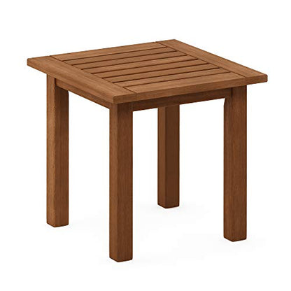 Furinno FG18506 Tioman Hardwood Patio Furniture Outdoor End Table, Natural - color: Natural, size: 17.5"D x 17.7"W x 17.3"H