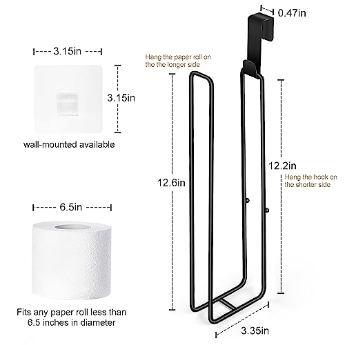 Black Bathroom Toilet Paper Roll Holder for 3 Rolls Tissue, Brushed Nickel, Over The Tank, Self-Adhesive Wall Mount, Stainless Steel (2Pcs) - color: F:hold 3 Rolls Tissue(2pcs,black)