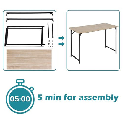 Dkelincs 47 Inch Computer Desk Home Office Desk Gaming Writing Desk Modern Simple Style Study Work Table with Metal Frame, Large Legroom, Adjustable Feet, Water-Resistant, Nature - color: Nature, size: 47 Inch
