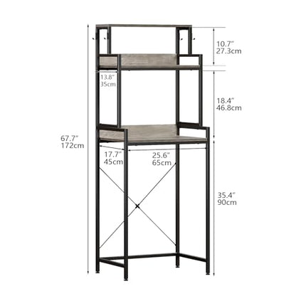 Espelism 3-Tier Kitchen Bakers Rack with Adjustable Shelves, Freestanding Kitchen Microwave Stand with Storage, Split Design Coffee Bar Shelf for Home Office (Black Oak, 25.6") - color: Black Oak