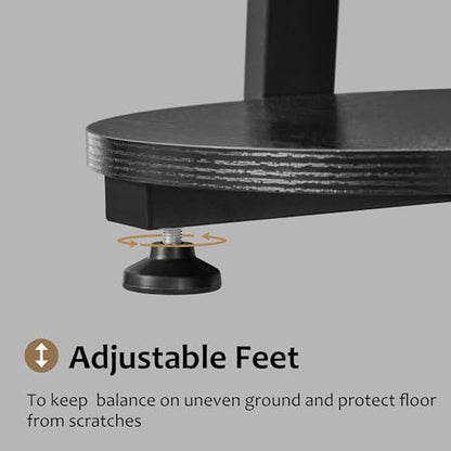 BEWISHOME Round End Table Side Table with Metal Frame, Black KTZ41B | Accent Table Nightstand Bedside Table, 3-Tier Shelves, Small Couch Table, For Living Room Bedroom - color: Black, size: without PowerOutlet