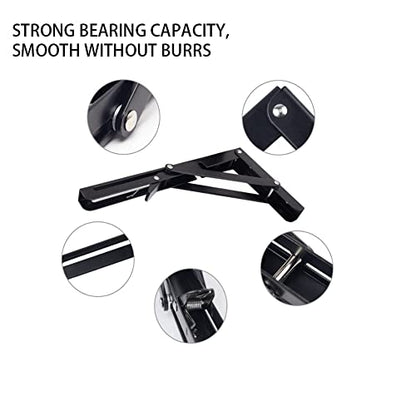 Black Folding Shelf Brackets Max. Load 220 lb, Heavy Duty DIY Wall Mounted Shelf Bracket Space Saving for Table Work Bench (18 INCH-2PCS) - size: 18 INCH-2PCS
