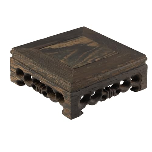 Furniture Wooden Display Stand Base Oriental Wood Round Pedestal Vintage Ebony Vase Lamp Teapot Base for Classy Crafts Statue Home Decoration, 4.84" Inner Diameter - size: Square; 4" x 4"