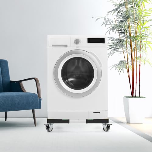 W B D WEIBIDA Mobile Roller with 4 Locking Wheels, Adjustable Furniture Dolly Mini Fridge Stand Appliance Dollys Cart Washer Pedestal for Portable Washing Machine, Dryer, Refrigerator - color: Black - 4 Wheels