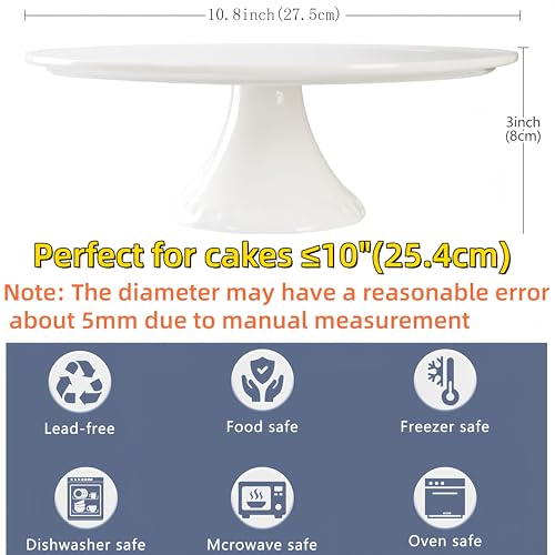 White Porcelain Cake Stand 10 Inch, Round Dessert Stand, Display Cupcake Stand for Party, Weddings, Birthday, Baby Shower - color: 9 Inch (1 Tier)