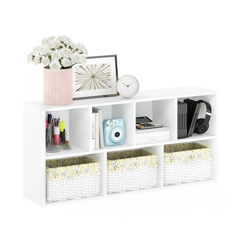 Furinno LUDER Book Shelf, 7-Cube Bookshelf, Bookcase with Open Shelves, 9.4 x 19.5 x 41.7, Easy Assembly, for Living Room, Bedroom, Home Office, White - color: White, size: 7-Cube