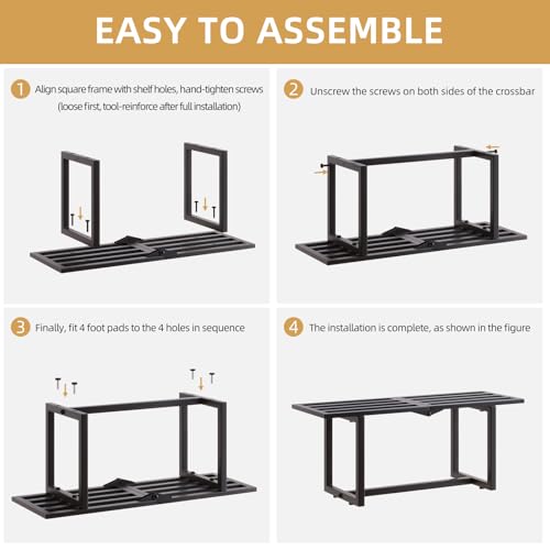 2-Pack Elegant Mid-Century Modern Metal Tiered Plant Stand Robust 330 lbs Capacity Versatile Indoor Outdoor Display for Living Room, Patio & Balcony Black - color: 1 Tier Black