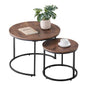 VEVOR Nesting Tables, Coffee Table Set of 2, 23.6 inch Round Coffee Table, Small Coffee Tables Night Stand with Metal Frame, for Living Room, Bedroom, Office (Brown & Black) - color: Brown