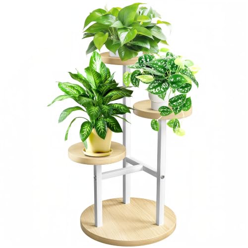 3 Tier Plant Stand Indoor, Metal Wood Plant Stands For Indoor Plants Multiple, Corner Tiered Flower Plants Shelf Stand for Living Room Bedroom, White | Metal Wood Plant Stands For Indoor Plants Multiple, Corner Tiered Flower Plants Shelf Stand for Living
