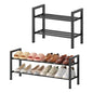 Roylvan 2-Tire 18"-33" Expandable Shoe Rack for Closet, Entryway, Dorm | Fits 4-8 Pairs Shoes, Adjustable Free Standing Shoe Shelf Storage, Shoes Organizer for Small Closet, Metal, Black - size: 2-Tire Black