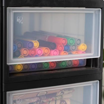 IRIS USA 6 Qt. Plastic Drawer Storage Organizer Stacking Drawers, 2-Pack, Stackable Unit with Sliding Drawer for Bedroom Kitchen Under Sink Pantry Craft Room Bathroom Dorm Office, Black - size: 6 Qt - 2 Pack