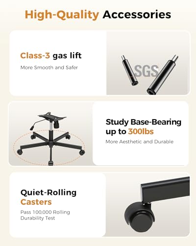 COMHOMA Cross Legged Office Chair with Wheels Armless Office Desk Chair, Modern Vanity Computer Task Chairs for Home Bedroom, Comfortable Wide Seat for Lower Back Pain Relief, PU Leahter, Black - color: Matte-black
