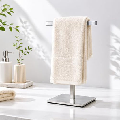 Bathroom Hand Towel Holder Stand，T-Shape Hand Towel Holder Stand SUS304 Stainless Steel for Bathroom，Kitchen or Vanity Countertop - color: Square Silver