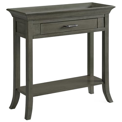 Topol Tray Edge Solid Wood Console Table with Drawer and Shelf, Smoke Gray Wash, Perfect for Entryways, Hallways, and Living Rooms – Leick Home, 10127-GR - color: Smoke Gray