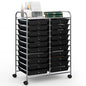 DREAMADE Rolling Cart With Storage Drawers, Utility Cart With Removable Plastic Drawers, Lockable Wheels for Classroom Organization, Art Supplies, Office, Scrapbook (20 Drawers, Black) - color: Black, style: 20 Drawers