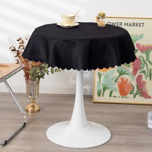 Small Round Black Tablecloth 36 Inch | Polyester Fabric Washable Table Cover Decorative Wrinkle Resistant Solid Color Table Cloth for Kitchen Dinning Party Wedding - color: Black, size: 36" (Round)