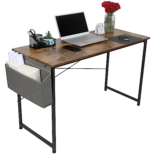 YSSOA Computer Desk, Modern Simple Style Desk for Home Office, Study Student Writing Desk, Vintage Wooden Desk, Brown, 47 Inch - color: Brown, size: 47 Inch